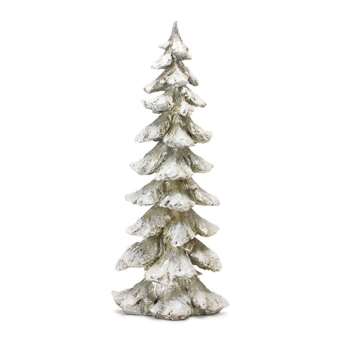 Melrose International Frosted Pine Tree Decor/Silver, Set of 4, Silver