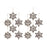 Melrose Cut Cookie Design Snowflake Ornament, Set of 12, White/Brown - 84035DS