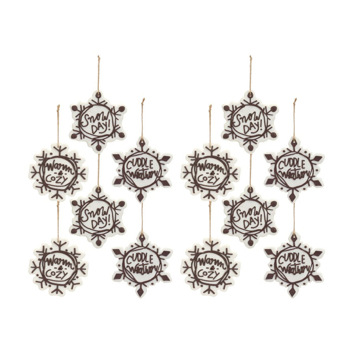 Melrose Cut Cookie Design Snowflake Ornament, Set of 12, White/Brown - 84035DS