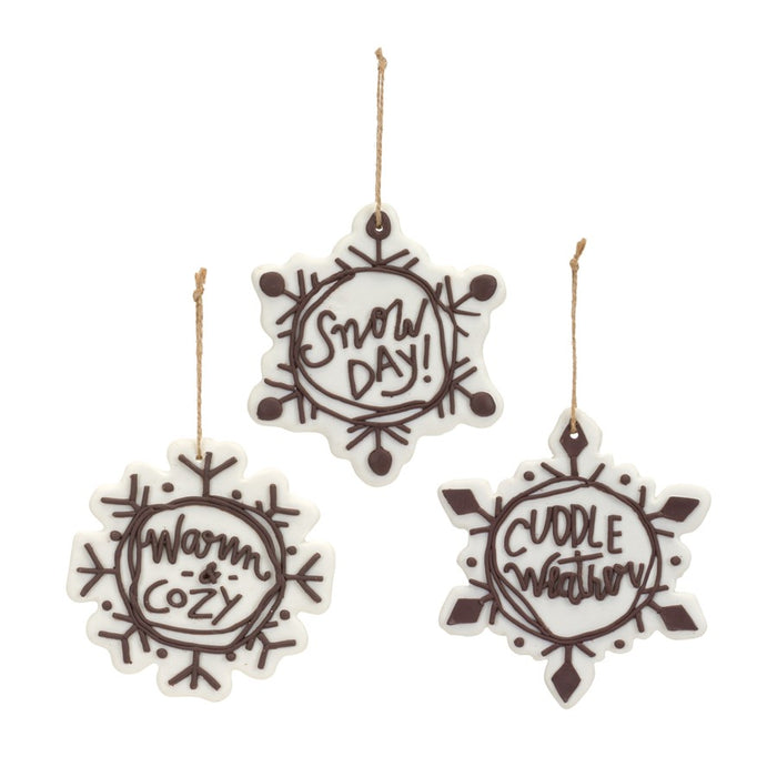 Melrose Cut Cookie Design Snowflake Ornament, Set of 12, White/Brown