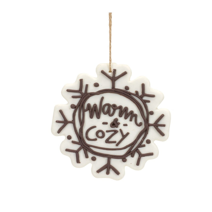 Melrose Cut Cookie Design Snowflake Ornament, Set of 12, White/Brown