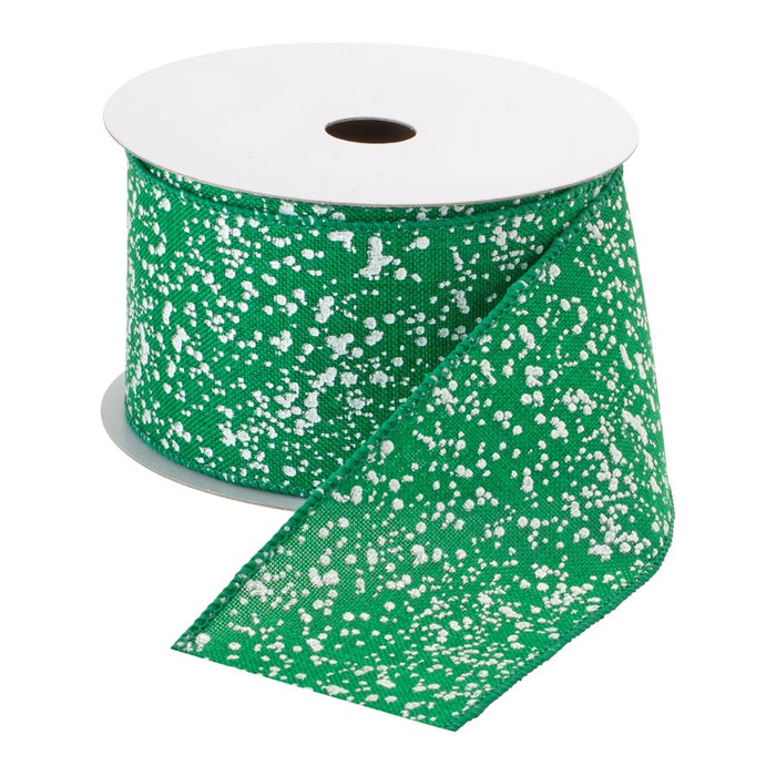Melrose Int. Green/White Speckle Wired Ribbon, Set of 3, Green - 84044DS
