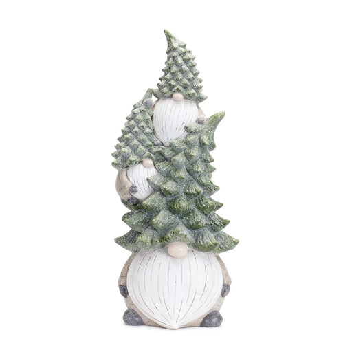 Melrose Stone Holiday Gnome Stack/Pine Tree Hat 23.25"H, Green/White - 84149DS