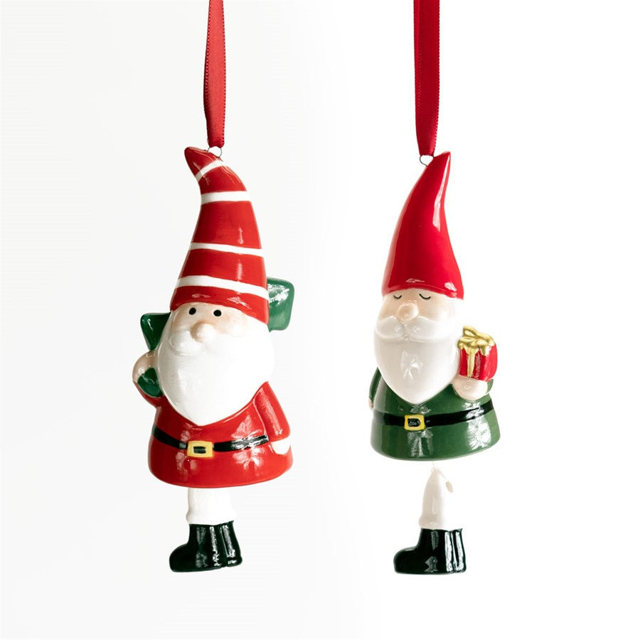 Melrose Modern Ceramic Santa Ornament/Present Accent, Set/6, Red/Red - 84153DS