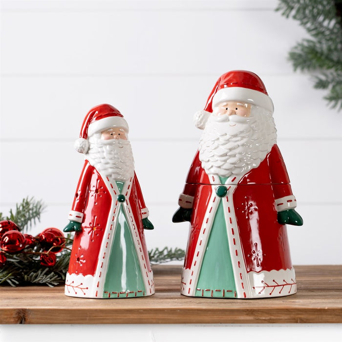 Melrose Ceramic Santa Tea Light Holder 10.25"H, Green/White