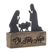 Melrose Holy Night Nativity Block/Metal Cut Out Scene 6"H, Brown/Black - 84201DS