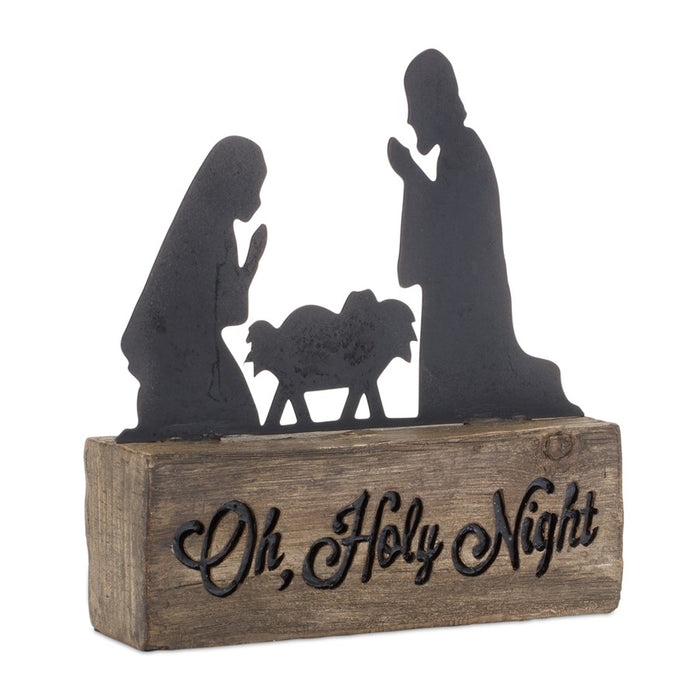 Melrose Holy Night Nativity Block/Metal Cut Out Scene 6"H, Brown/Black - 84201DS