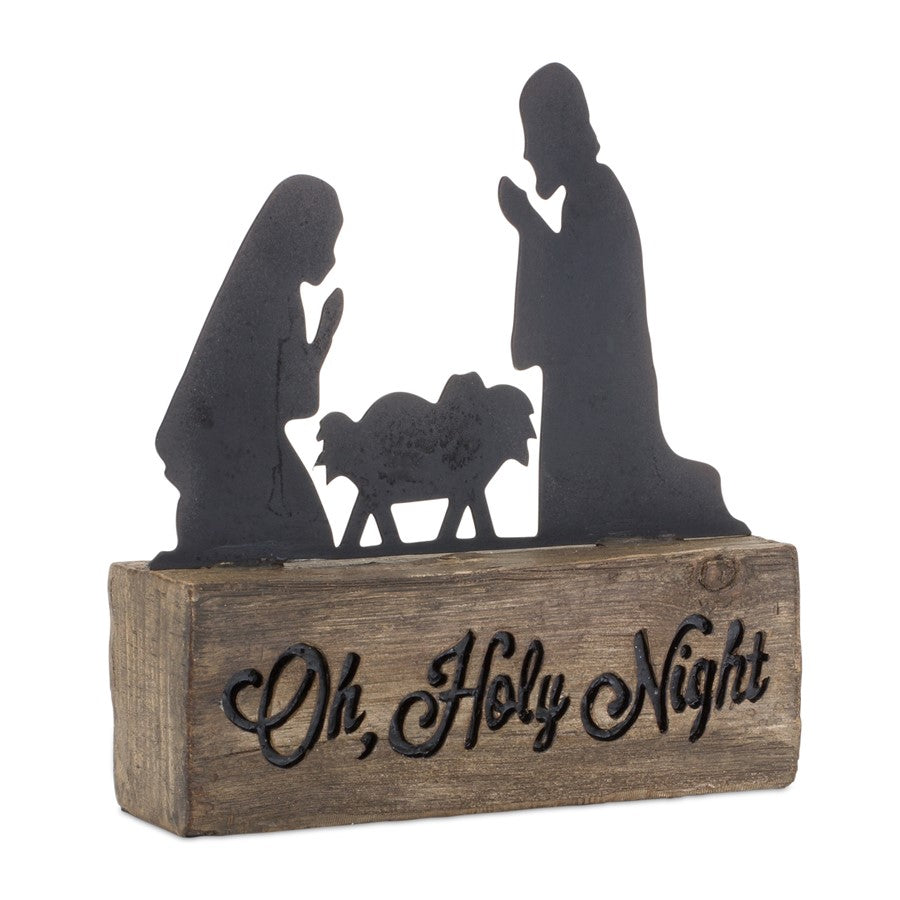 Melrose Holy Night Nativity Block/Metal Cut Out Scene 6"H, Brown/Black - 84201DS