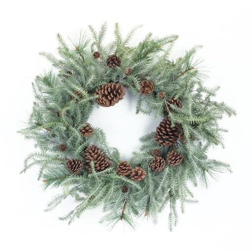 Melrose Int. Winter Pine Wreath/Pine Cones 29.5", Green/Brown - 84204DS