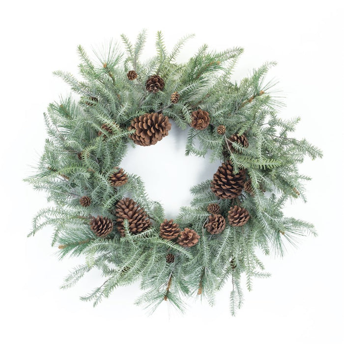 Melrose Int. Winter Pine Wreath/Pine Cones 29.5", Green/Brown - 84204DS