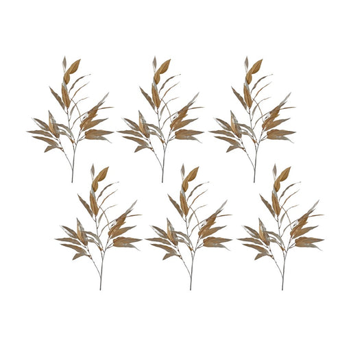 Melrose International Gold Long Blade Eucalyptus Leaf Spray, Set of 6 - 84217DS