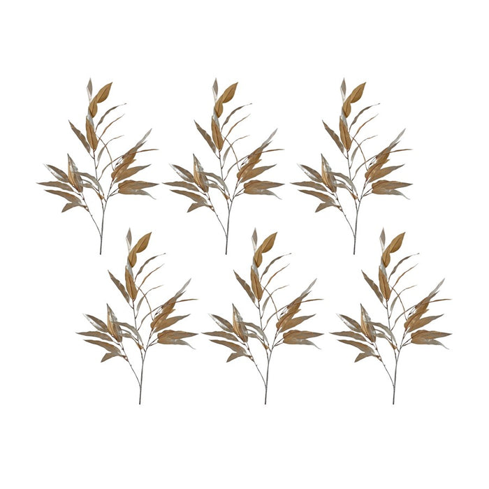 Melrose International Gold Long Blade Eucalyptus Leaf Spray, Set of 6 - 84217DS