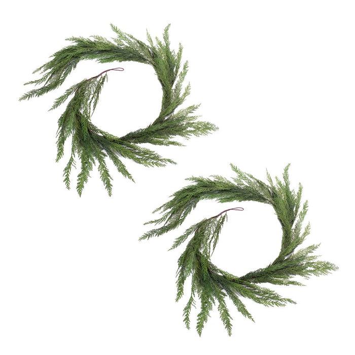 Melrose Winter Cedar Foliage Garland, Set of 2, Green/Brown