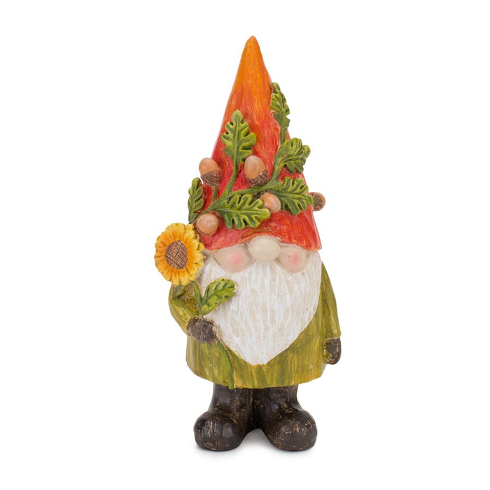 Melrose Harvest Gnome Figurine/Pumpk,/Sunflower, Set/4, Orange/Green