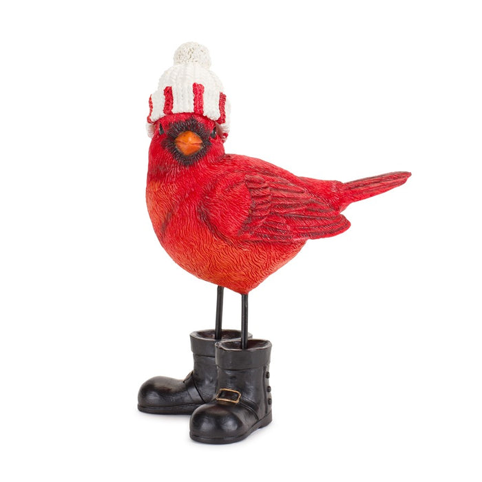 Melrose Winter Cardinal Bird Figurine/Santa Boots/Hat, Set of 3, Red/B