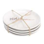 Melrose Stoneware Three French Hens Holiday Plate, Set of 2, White/Red - 84274DS