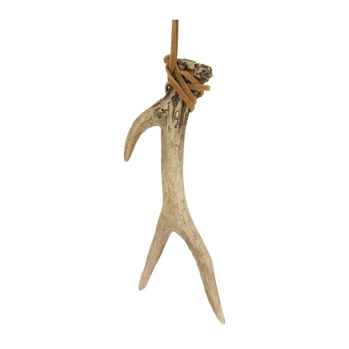 Melrose Rustic Deer Antler Hanging Ornament/Rope Tie, Set of 12, Brown