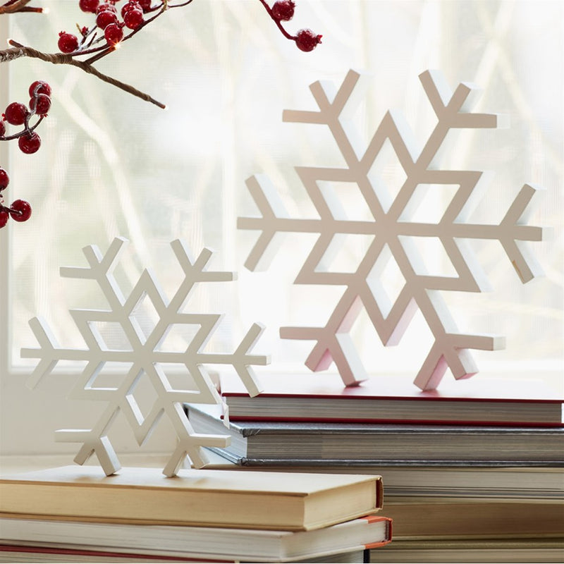 Melrose Traditional White Cut Out Snowflake Decor, Set of 12, White