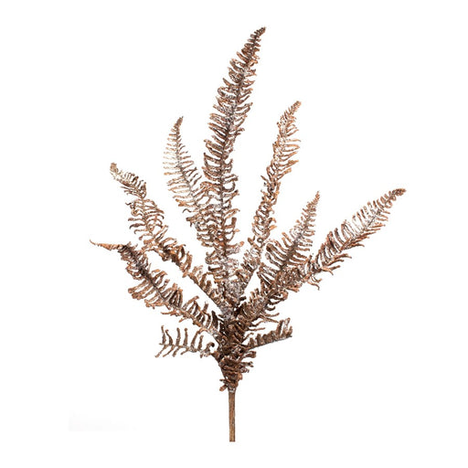 Melrose International Icy Winter Fern Spray, Set of 6, Brown/White