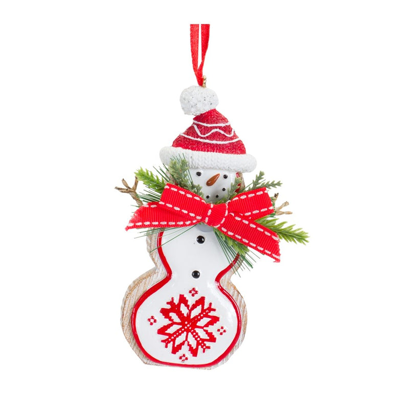 Melrose Nordic Snowflake Character Tree Ornament/Pine Bow Accent, Set