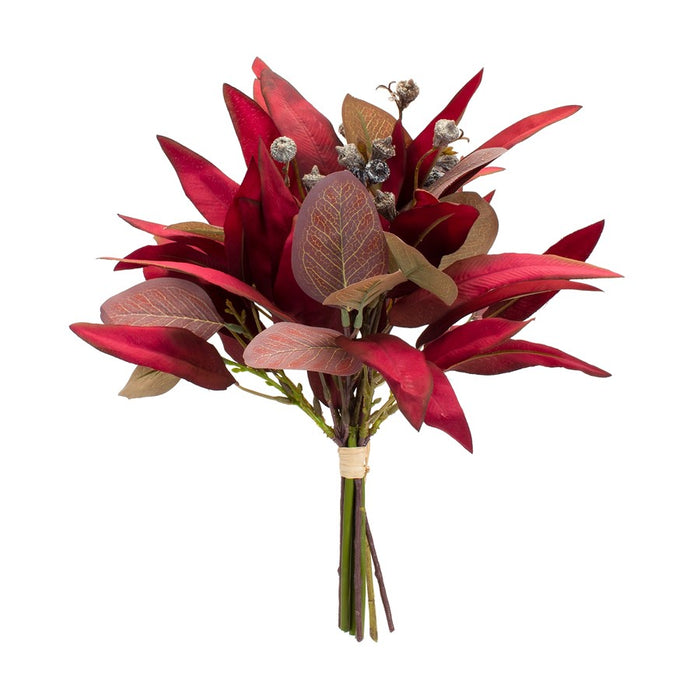Melrose Fall Burgandy Foliage/Thistle Bundle Bouquet, Set/6, Red/Red