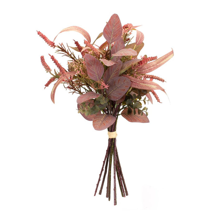 Melrose Fall Burgandy Foliage/Thistle Bundle Bouquet, Set/6, Red/Red