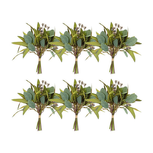 Melrose International Seeded Foliage Bundle/Tie, Set of 6, Green/Brown - 84428DS