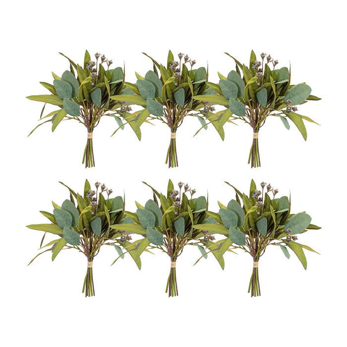 Melrose International Seeded Foliage Bundle/Tie, Set of 6, Green/Brown - 84428DS