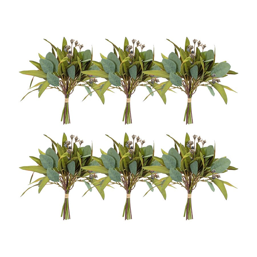 Melrose International Seeded Foliage Bundle/Tie, Set of 6, Green/Brown - 84428DS