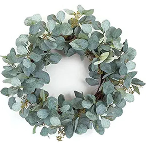 Melrose International Eucalyptus Wreath 20"D, Green/Brown - 84435DS