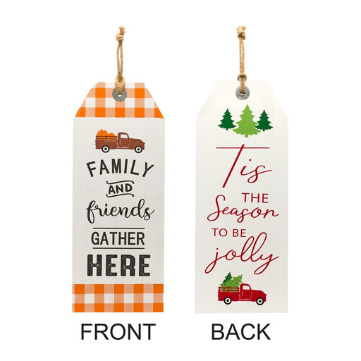 Melrose Reversible Fall Friends/Jolly Holiday Tag 23.5"H, White/Orange - 84472DS