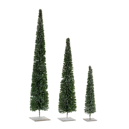 Melrose PVC Bottle Brush Design Pine Tree Decor/Stand, Set of 3, Green - 84485DS