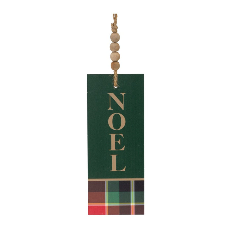 Melrose Wood Sentiment Tag Ornament, Set of 12, White/Green