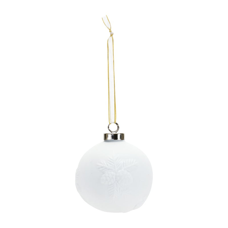 Melrose Int. Porcela, Pine Cone Ball Ornament, Set of 6, White - 84530DS