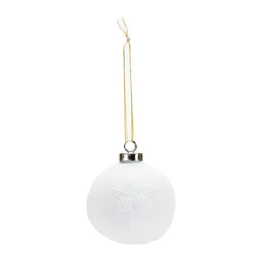 Melrose Int. Porcela, Pine Cone Ball Ornament, Set of 6, White - 84530DS