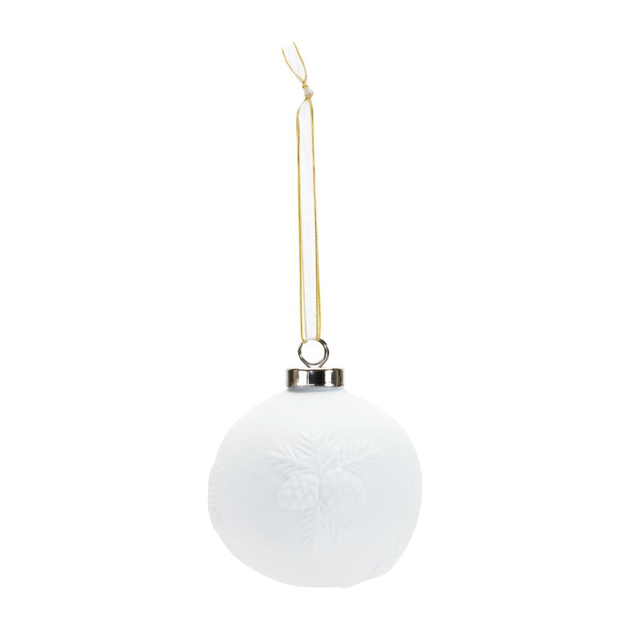 Melrose Int. Porcela, Pine Cone Ball Ornament, Set of 6, White - 84530DS