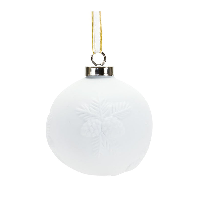 Melrose Int. Porcela, Pine Cone Ball Ornament, Set of 6, White