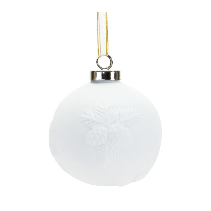 Melrose Int. Porcela, Pine Cone Ball Ornament, Set of 6, White
