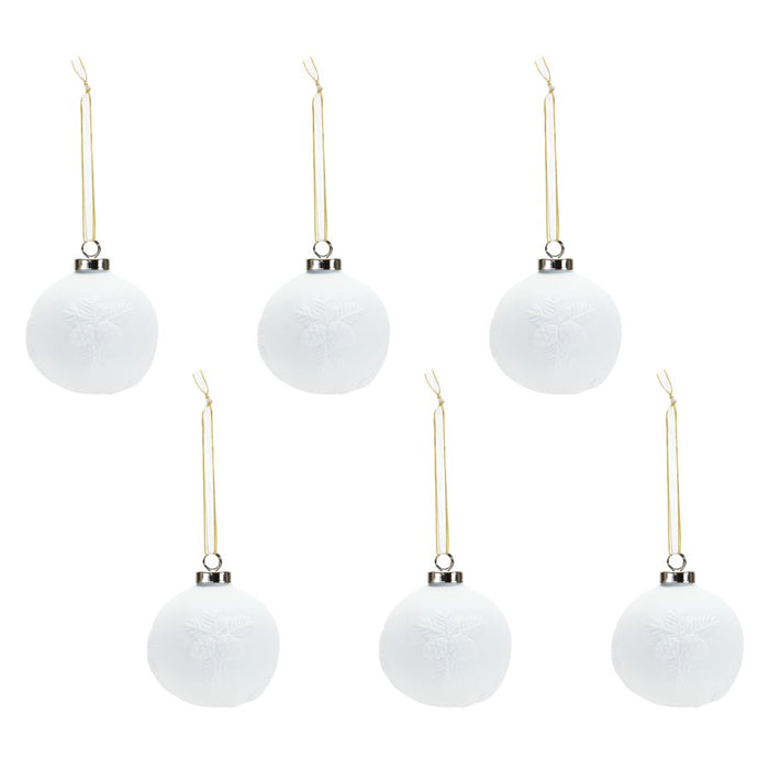 Melrose Int. Porcela, Pine Cone Ball Ornament, Set of 6, White