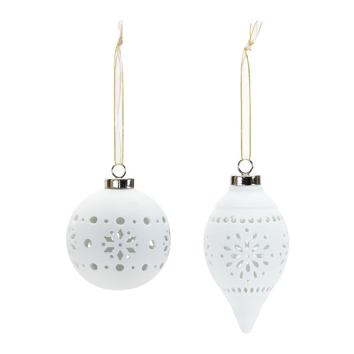 Melrose Porcela, Cut Out Ball Ornament/Nordic Design, Set of 6, White