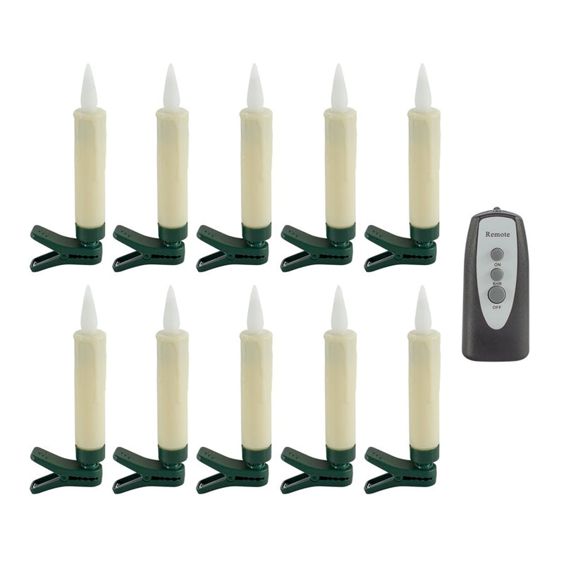 Melrose LED FIA Flame Clip-on Candle Taper or Suction Cup, Set of 10