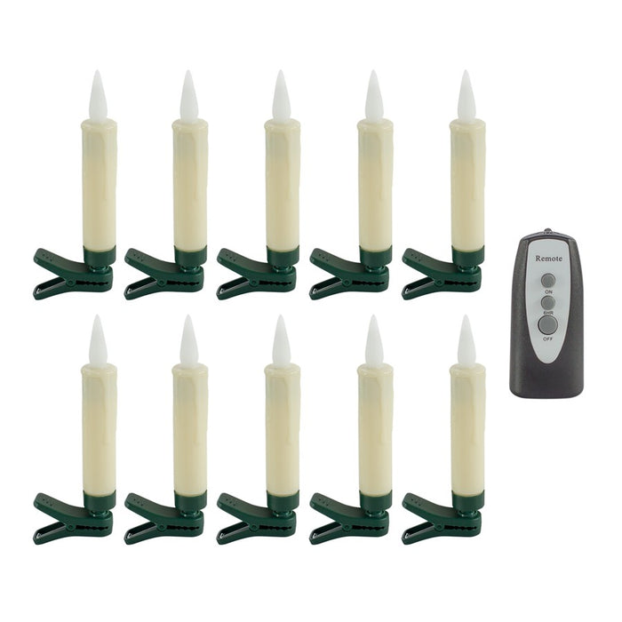 Melrose LED FIA Flame Clip-on Candle Taper or Suction Cup, Set of 10