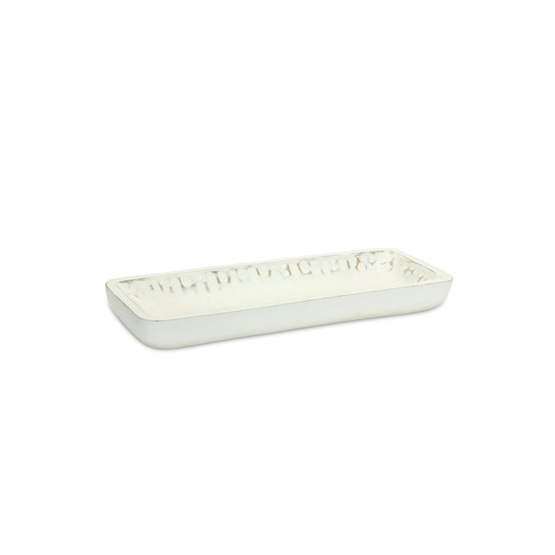 Melrose International White Washed Mango Wood Dough Bowl Tray, Set of 2