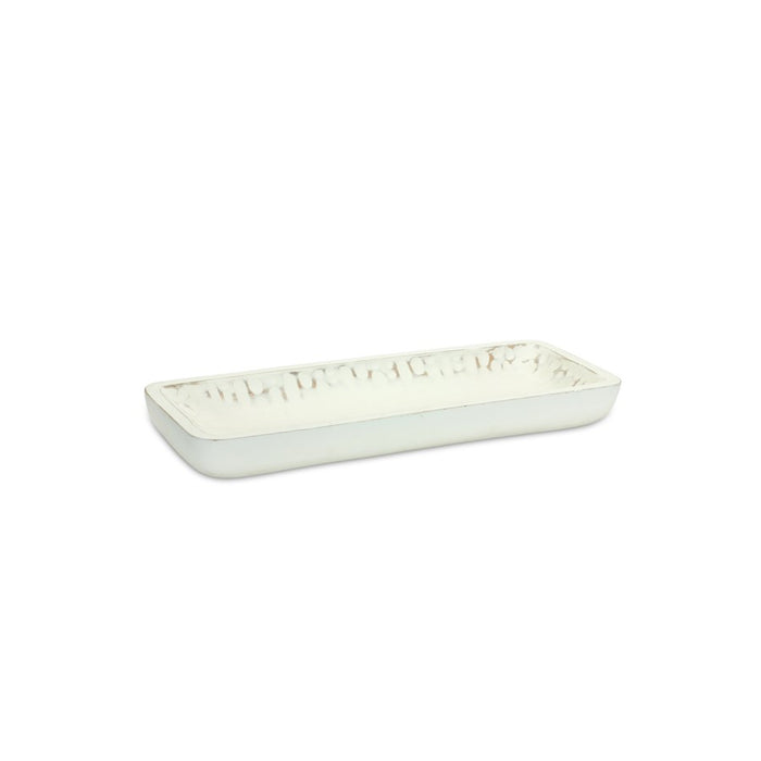 Melrose International White Washed Mango Wood Dough Bowl Tray, Set of 2