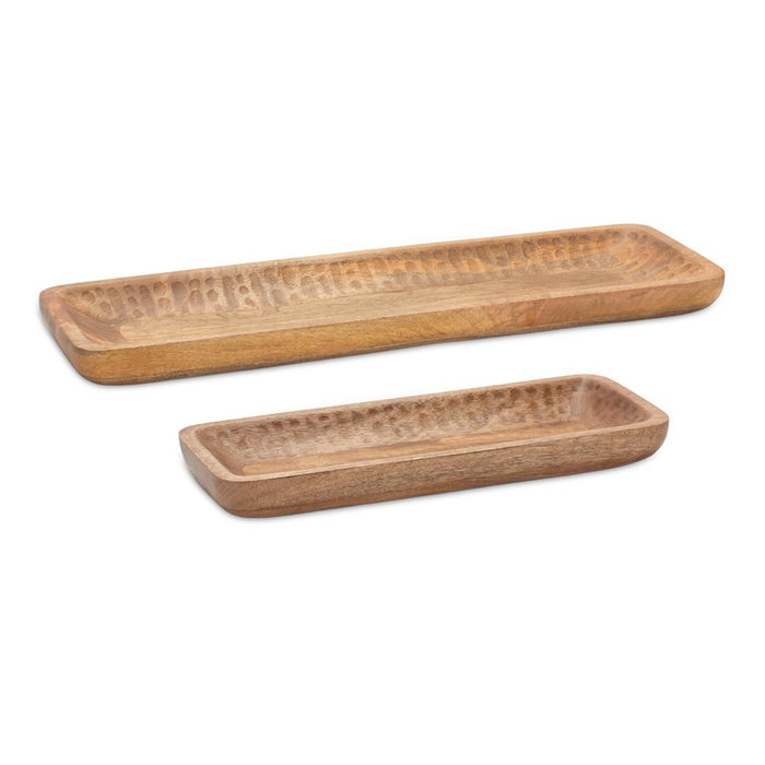 Melrose International Natural Mango Wood Dough Bowl Tray, Set of 2 - 85040DS