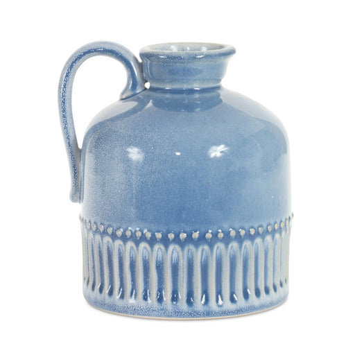 Melrose International Mini Ceramic Jug Vase/Handle, Set of 2, Blue