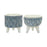 Melrose Int. Geo Leaf Planter/Legs, Set of 2, White/Blue - 85062DS