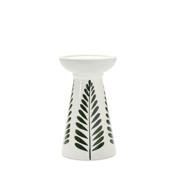 Melrose International Ceramic Candle Holder, Set of 2, White/Black