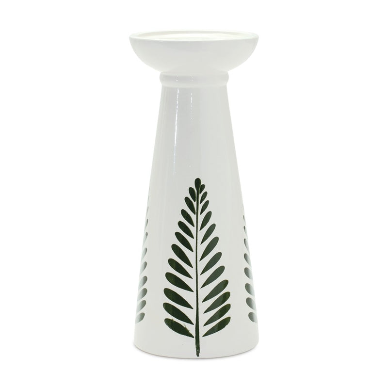 Melrose International Ceramic Candle Holder, Set of 2, White/Black