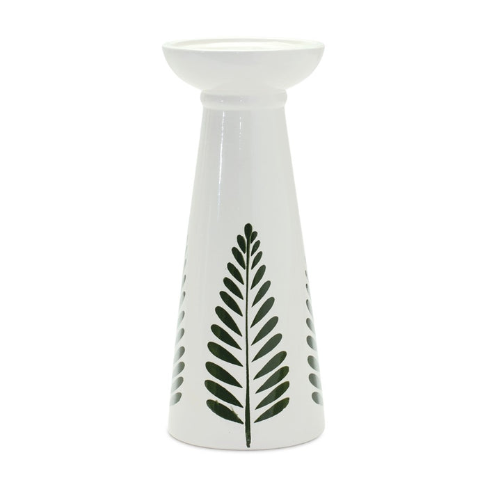 Melrose International Ceramic Candle Holder, Set of 2, White/Black